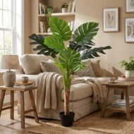 Kunstplant Monstera Deliciosa - 120cm - Afbeelding 4